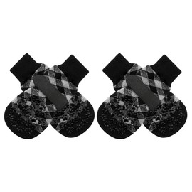 EXPAWLORER Double-Sided Non-Slip Dog Socks - Soft and Breathable Paw Protection for All Dogs with Adjustable Straps, Indoor Traction Control on Wooden Floor, Black, S