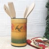 ACK Country Sunflower Hand Painted Ceramic Utensil Jar With Wooden