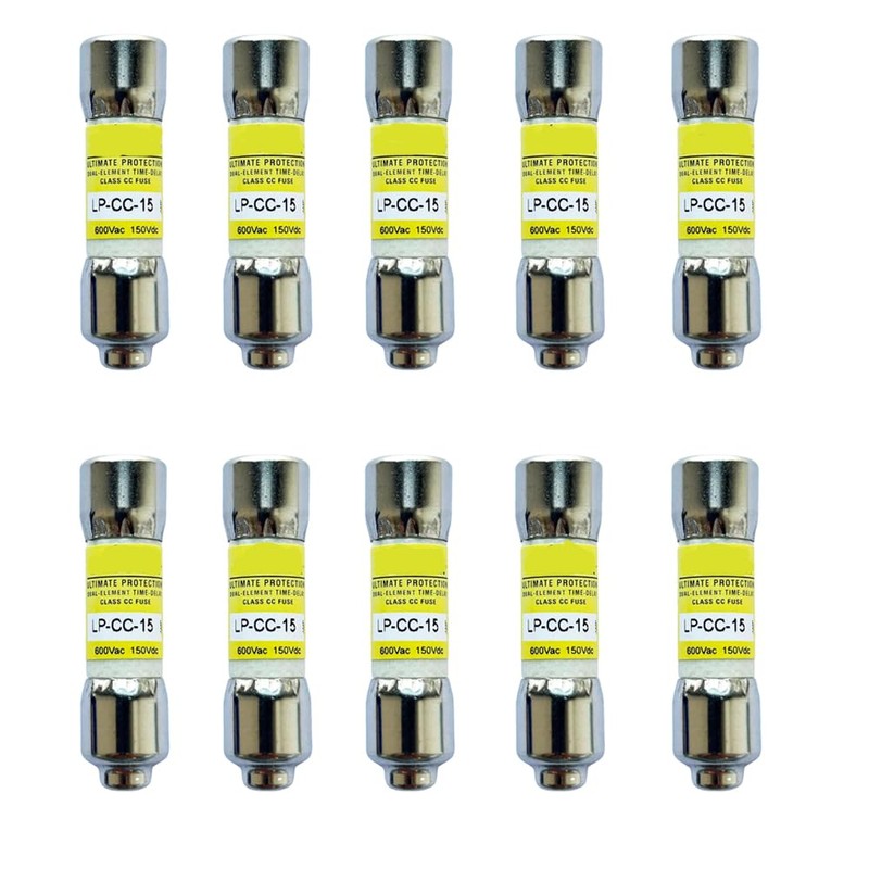 10-Pack LP-CC-15 LP-CC-15A 15A 600Vac Class CC Time Delay Fuse