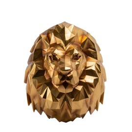Guichifun Gold Lion Head Wall Hanging - 14.3 IN Resin Lion Decor Wall Sculpture Vintage Animal Wall Decor for Wild Animal Lovers