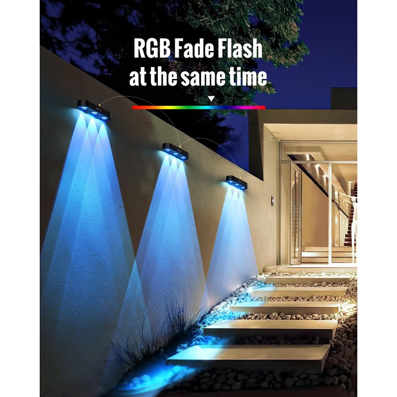 FabStyl Solar Fence Lights, 4 Pack Outdoor Fence Light Solar