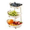 YYW 3 Tier Fruit Bowl for Kitchen Counter, White Ceramic