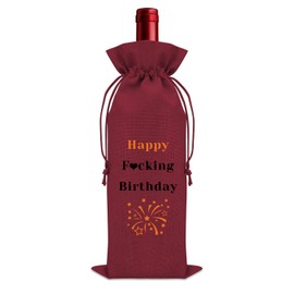 Sazuwu Funny Happy Birthday Gifts for Women Wine Bag Birthday Party Thank You Gifts Happy Birthday Decorations for Men Wine Bottle Decoration Bag Wine Accessories Gifts for Wine Lovers（Red）