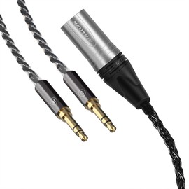 Linkidea Upgrade 6N Audio Cable for HIFIMAN Edition XS, SUNDARA, Arya, HE400SE, Ananda, Denon AH-D7200 Headphones, 4-Pin XLR to Dual 3.5mm Male Replacement Headphones Cord (4.9ft/1.5m)