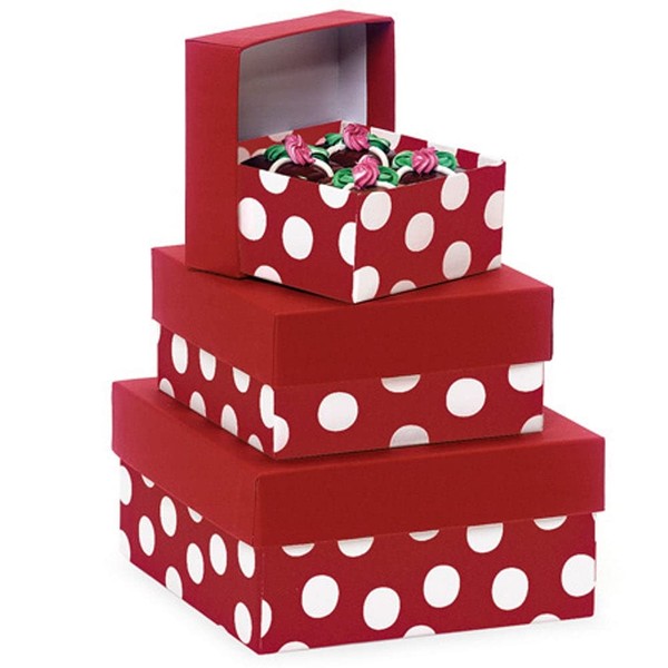 NW Red With White Polka Dots Small Nested Boxes -