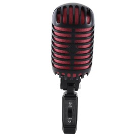 Lyaciomn 1 PCS Professional Classic Retro Dynamic Vocal Microphone Black & Red Metal for Live Performance Karaoke, 500396456
