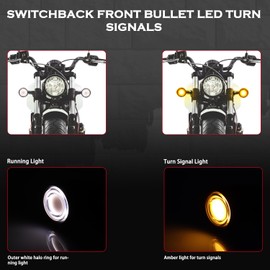 LUKFMOSTOR Universal Motorcycle Bullet Front Rear LED Turn Signals Switchback Running Lights Brake Taillights for Harley Sportster Iron 1200 Suzuki Yamaha V Star Bobber Victory Kawasaki Chopper
