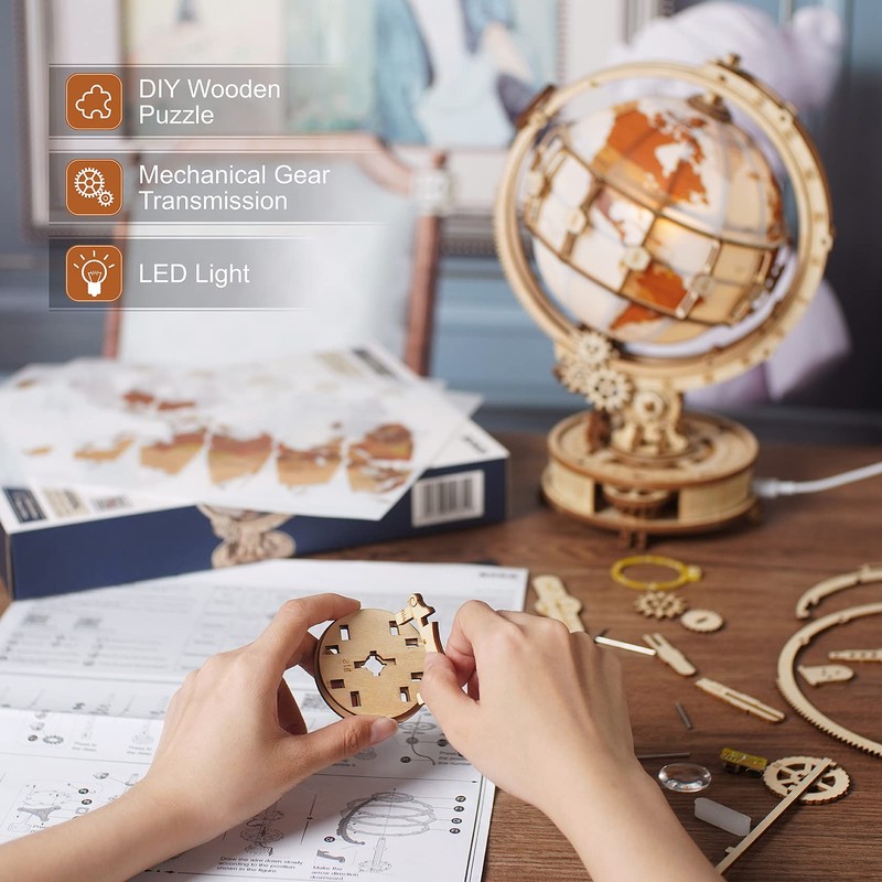 ROBOTIME 3D Wooden Puzzle for Adults- Luminous Globe ST003 -