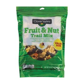 Clover Valley Fruit & Nut Trail Mix in Re-sealable Bag 24 oz. Value Size Bag - Includes Raisins, Bananas, Dried Pineapples, Papaya, Cranberries, and Peanuts- Healthy Snack