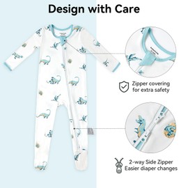 BubblePanda Rayon Made From Bamboo Baby Pajamas Baby Clothes for Boys Girls 18-24 Months Unisex Zip-Front Non-Slip Onesie One-Piece Sleeper Footed Pjs Footie Sleep N Play Jumpsuit Long Sleeve