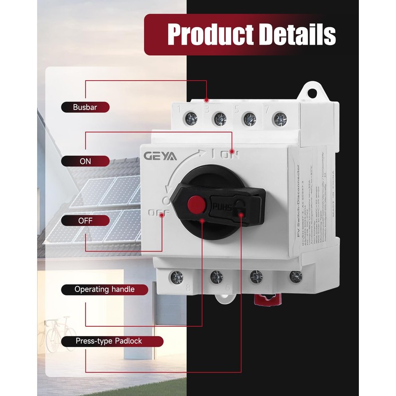 IGOYE 32 Amp DC1200V Solar Disconnect Switch Isolator Switch PV
