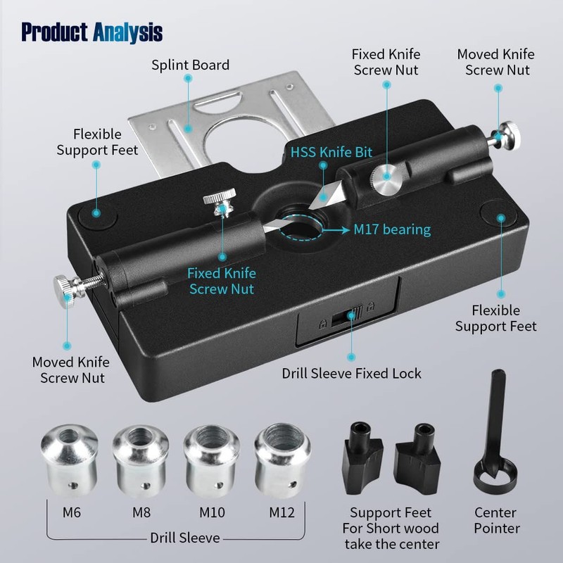 Self Centering Dowel Jig Kit-6/8/10/12mm Wood Dowel Hole Drill Guide