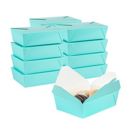 Restaurantware-Bio Tek 8.5 X 6.2 X 2.6 Inch Food Containers, 50 Durable Takeaway Boxes - Disposable, Sturdy, Turquoise Paper 71 Ounce Take Out Boxes, Rectangle, For Take Out Orders Or Picnics