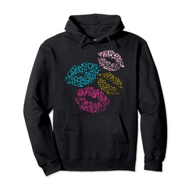 Vintage Leopard Print Lips 1980 Theme Party Eighties Pullover Hoodie