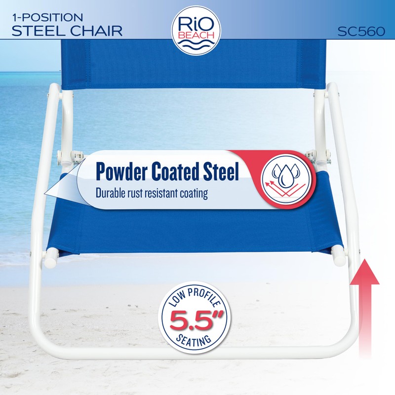 Rio Beach Wave 1-Position Beach Folding Sand Chair, Bright Stripes