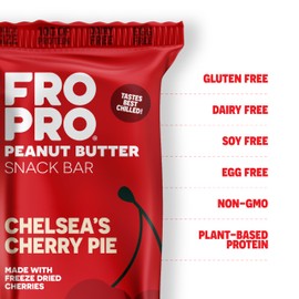 FROPRO Peanut Butter Snack Bar, Chelsea's Cherry Pie, 10g Protein, Dairy-Free, Egg-Free, 12pk
