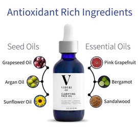 Gua Sha - Aceite facial orgánico antienvejecimiento, semilla de uva, argán, pomelo y vitaminas C y E. Fórmula vegana natural, aceite de rodillo facial