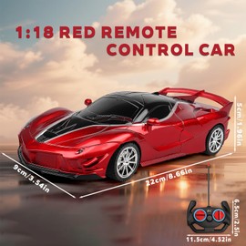 victob Remote Control Racing Car, 1:18 High Speed RC Cars Toys for Boys Girls, Vehicle Toy with Lights & Controller, Christmas Birthday Gifts for Kids Age 3+ (Red)