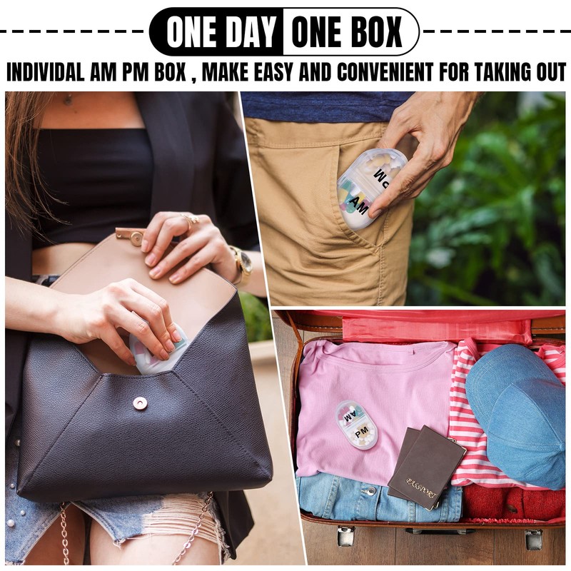 6 Pack Pill Organizer Pocket Small Case Holder Am Pm