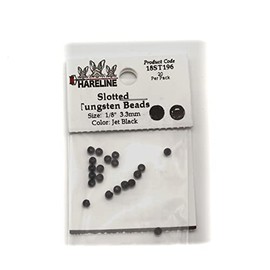 Hareline Slotted Tungsten Beads #11 1/8'' (3.18mm) Jet Black