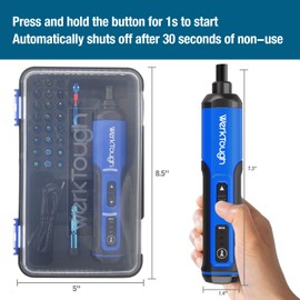 Werktough 4V Mini Electric Cordless Screwdriver with 3-Gear Torque 5Nm Power 25pc Screwdriver Bits S2 LED Light USB Charging Home Improvement S026