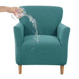 CRFATOP Stretch Mid Century Modern Armchair Slipcover 1-Piece Jacquard Accent Chair Covers with Arms Soft Waterproof Chair Slipcovers for Living Room Furniture Protector Office Reading,Peacock Blue