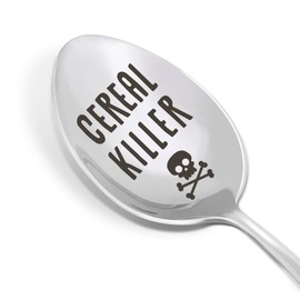 Funny Cereal Lover Spoon Gift, Birthday Christmas Gifts for Cereal Lover Woman Man Friend Dad Mom Grandma Grandpa Thanksgiving Day Gift, Engraved Stainless Steel Spoon, Cereal Killer