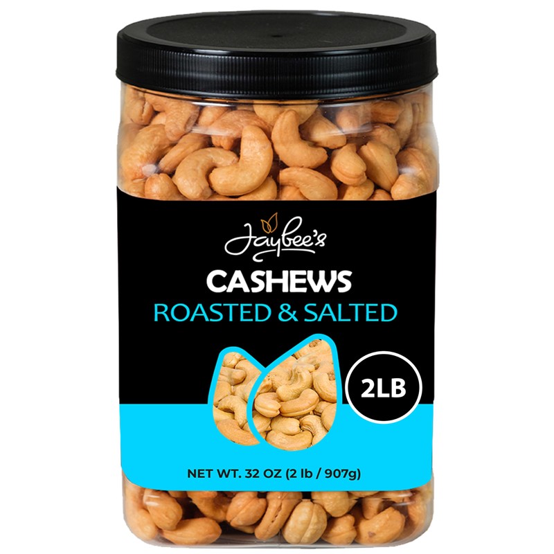 Jaybee’s Roasted Salted Whole Cashews – 32 oz (2 lbs)