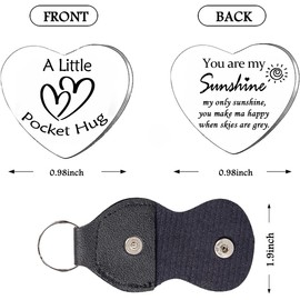 YEEQIN Pocket Hug Token Gifts For Men Women Boyfriend Girlfriend Inspirational Gift For Son Daughter Christmas Birthday Gifts For Sister Brother With Leather Keychain (you are my sunshine)