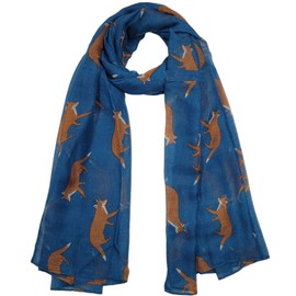 GFM Fox Foxes Animal Scarf FXM-01-TNL Teal 42, FXM-01-TNL Teal