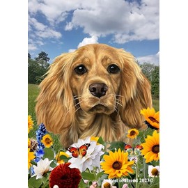Cocker Spaniel Buff - Best of Breed Spring Flowers Garden Flag
