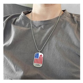 LXSSLY American Flag Necklace,USA Flag Eagle Pendant,Stainless Steel Dog Tag Pendant Necklace,US Flag Jewelry for Men Women Boys, Stainless Steel, No Gemstone