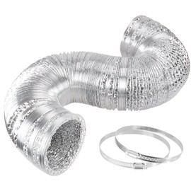 iPower 14 Inch 25 Feet Non-Insulated Flex Air Aluminum Dryer Vent Hose HVAC Ducting, 14", Silver