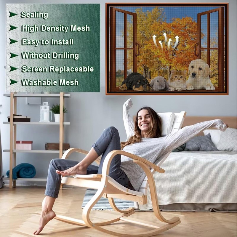 Fly Screen Window for Windows 60 x 110 cm Black