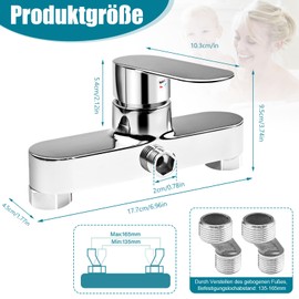 Shower Mixer Tap Single Lever Surface-Mounted Shower Mixer Tap Silver with Ceramic Valve Core, Material Made of Zinc Alloy, Chrome Tap Shower with G 1/2 Spout for Bathroom