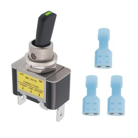 YINETTECH 20A 12V LED Toggle Switch Kit ON-Off SPST with Crimp Terminals Suitable for Automobiles, Ships Green