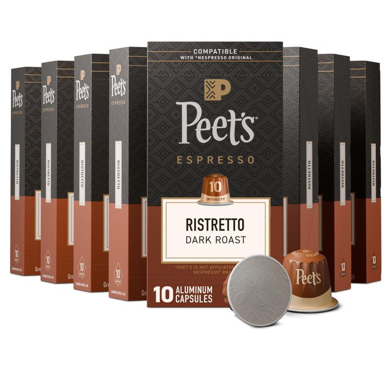 Peet's Coffee, Dark Roast Espresso Capsules, Compatible with Nespresso Original