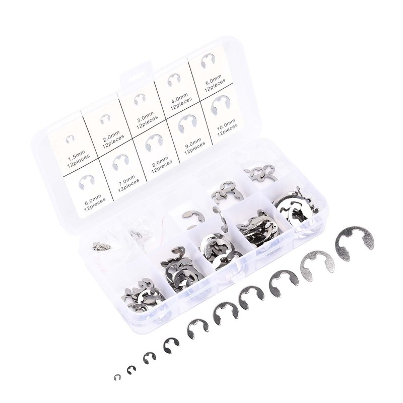 120PCS Snap Rings Assortment Kit Corrosion Resistant Stainless Steel Retaining