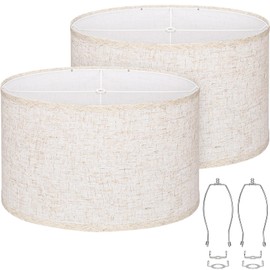 Oval Lamp Shades Set of 2, 16.5"L x 11.5"W x 11"H, Large Beige Lampshades