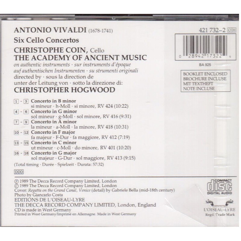 Vivaldi: Six Cello Concertos