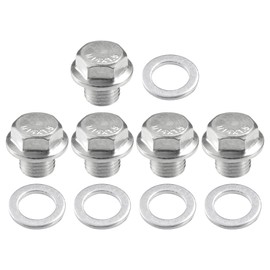 A ABSOPRO Universal Car Oil Drain Plug with Gasket Durable M14x1.5 Metal Silver Tone (Set of 5)