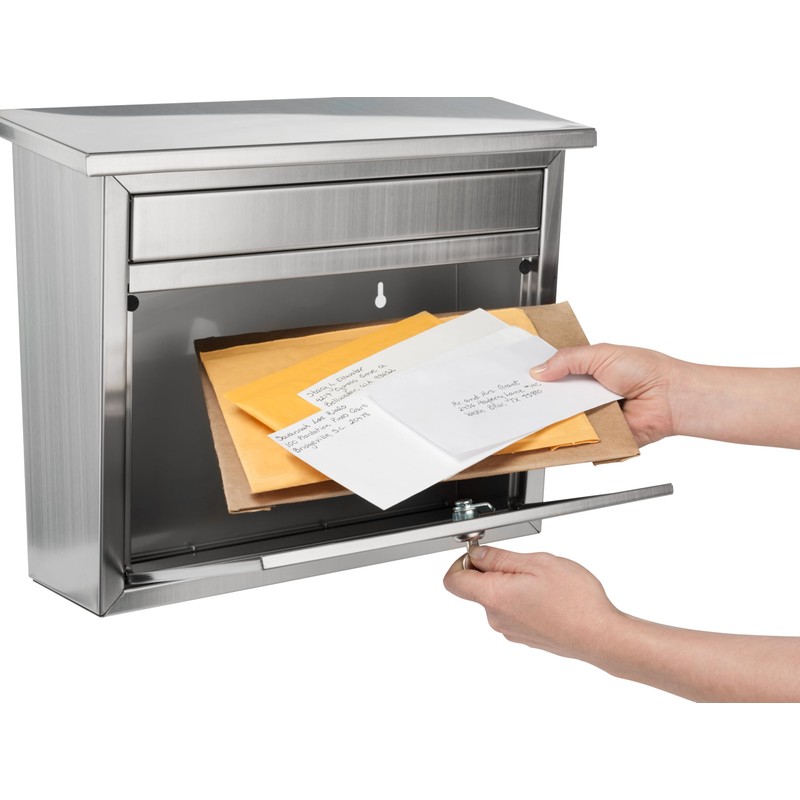 Architectural Mailboxes Maya™ Locking, Wall-Mounted Mailbox for Outside, Metal Stainless