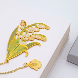 BLBMH 3in1 Metal Flower Bookmarks Birthday Gifts for Women Girl Unique Mother's Day Teacher Appreciation Gifts for Book Lovers Friends Readers Graduation Gifts Book Markers - Lily of The Valley