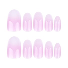 KAVI' S 24pcs French Tip Stick on Nails Light Color Press on Nails Nude Pink Gradient Glitter Fake Nail Short Almond Acrylic False Nails Jerry Glue for Women Girls Nail Art