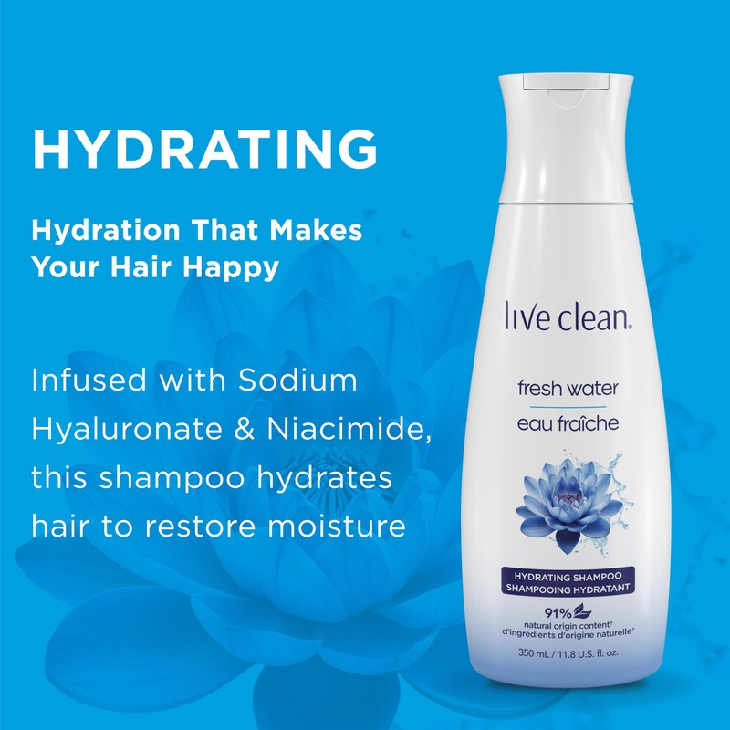 Live Clean Shampoo, Hydrating Fresh Water, 12 Oz
