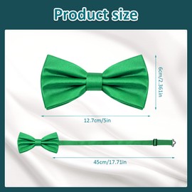 PAFUWEI Men's Pre-Tied Bow Tie, Tux Bowtie Solid Color Neck Bow Ties Adjustable Length Formal Satin Bow Tie for Wedding Party (Polyester, Green)