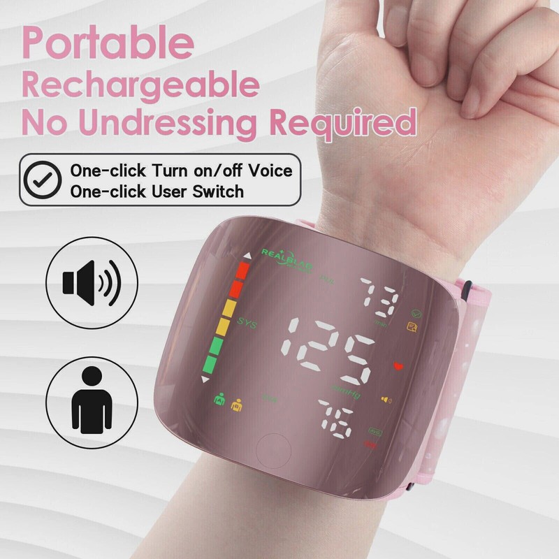 Automatic Wrist Blood Pressure Monitor Digital BP Machine Heart Rate