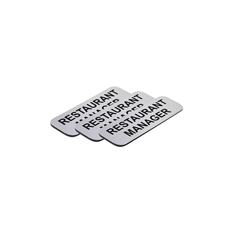Restaurant Manager 1 x 3" Name Tag/Badge, Silver, (3 Pack)