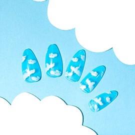 Jelly Cloud Press On False Fashion Nails with Nail Glue 24 Pcs 12 Sizes