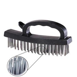 Wire Brush with Ergonomic Handle 4-Row Carbon Steel Brush Heavy Duty for Rust and Dirt Removal Multi-Function for Cleaning Roof Tiles, BBQ, and Paint Removal on Stone Walls